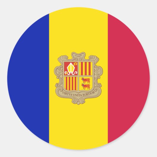 Andorrese vlag, vlag van Andorra Ronde Sticker (Voorkant)