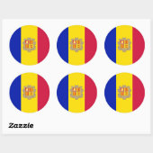 Andorrese vlag, vlag van Andorra Ronde Sticker (Vel)