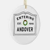 Andover, MA Holiday Wreath Metal Ornament (Rechts)