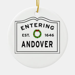 Andover, MA Holiday Wreath Metal Ornament