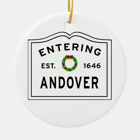 Andover, MA Holiday Wreath Metal Ornament (Voorkant)