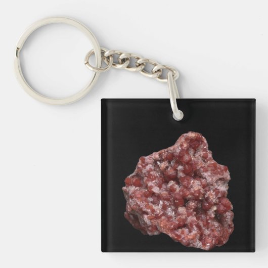 Andradietgranaat en Calcietcluster Sleutelhanger (Voorkant)