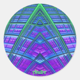 ANDRE ~ Cool! Groen Paars Blauw Geometrisch ~ Ronde Sticker