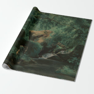 André Giroux Bosinterieur met een schilder Cadeaupapier