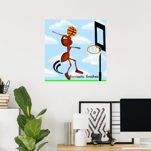 Andre The Ant Basketball Slam Dunk Poster (Thuiskantoor)