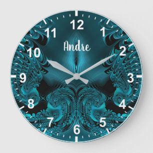 ANDRE ~ WOW! Fractal patroon groen en zwart ~ Grote Klok