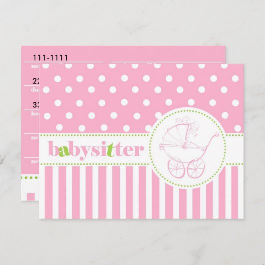 Andrea Babysitter Briefkaart (Voorkant / Achterkant)