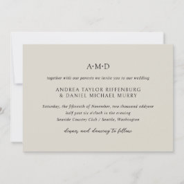 Andrea Beige Elegant Wedding Kaart
