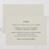Andrea Beige Elegant Wedding Kaart (Voorkant / Achterkant)
