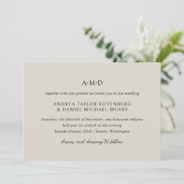 Andrea Beige Elegant Wedding Kaart
