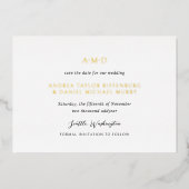 Andrea Black White Elegant Wedding Save the Date Folie Uitnodiging (Voorkant)