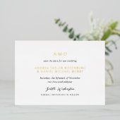 Andrea Black White Elegant Wedding Save the Date Folie Uitnodiging (Staand Voorkant)
