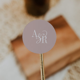 ANDREA Blush Roze Moderne Eenvoudige Trouw Monogra Ronde Sticker