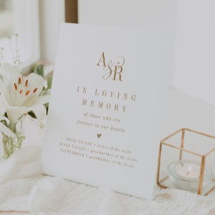 ANDREA Boho Goud In Liefdevolle Herdenking Trouwmo Reclamebord Met Voetstuk