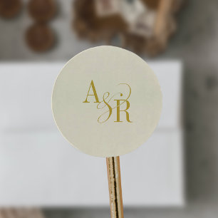 ANDREA Boter Geel Eenvoudig Trouw Monogram Ronde Sticker