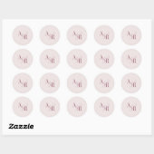 ANDREA Bourgondië Blush Roze Eenvoudig Trouwmonogr Ronde Sticker (Vel)