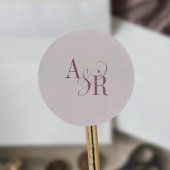 ANDREA Bourgondië Blush Roze Eenvoudig Trouwmonogr Ronde Sticker