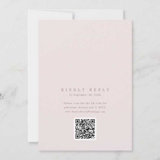 ANDREA Bourgondië en Blush QR Code Elegante Trouwd Kaart (Achterkant)