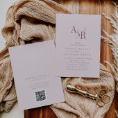ANDREA Bourgondië en Blush QR Code Elegante Trouwd Kaart