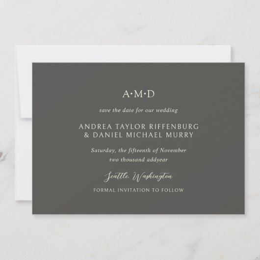 Andrea Brown Elegant Wedding Save The Date (Voorkant)