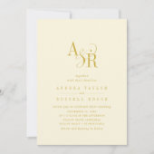 ANDREA Butter Yellow QR Code Elegant Wedding Kaart (Voorkant)