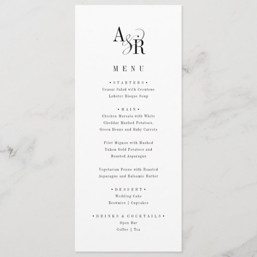 ANDREA Classic Elegant Formele Fancy Unieke Huweli Menu (Voorkant)