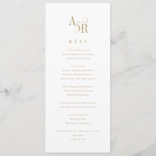 ANDREA Classic Gold White Boho Minimalistische bru Menu (Voorkant)