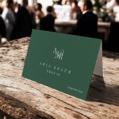 ANDREA Dark Green Minimal Wedding Place Cards Kaart