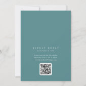 ANDREA Dark Teal QR Code Classic Elegant Wedding Kaart (Achterkant)