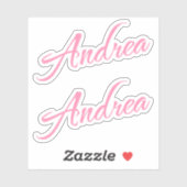 Andrea Decoratieve Naam in Roze x2 Sticker (Vel)