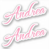 Andrea Decoratieve Naam in Roze x2 Sticker (Voorkant)
