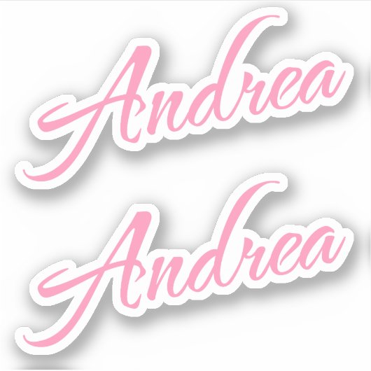 Andrea Decoratieve Naam in Roze x2 Sticker (Voorkant)