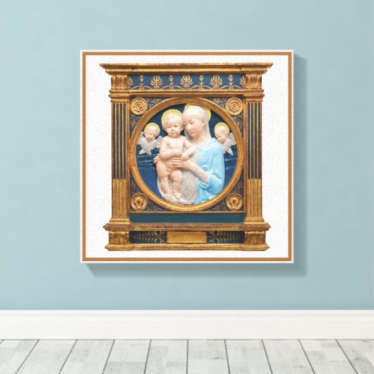 Andrea Della Robbia c1485 Madonna en kind Canvas Afdruk (Insitu (Houten vloer))