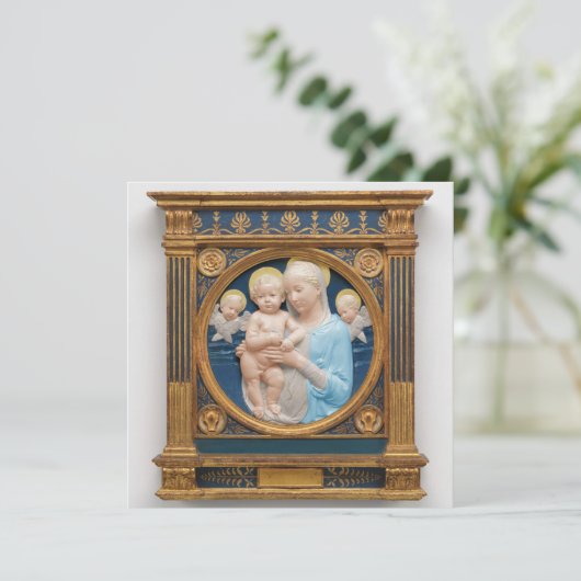 Andrea Della Robbia c1485 Madonna en kind Feestdagenkaart (Staand voorkant)