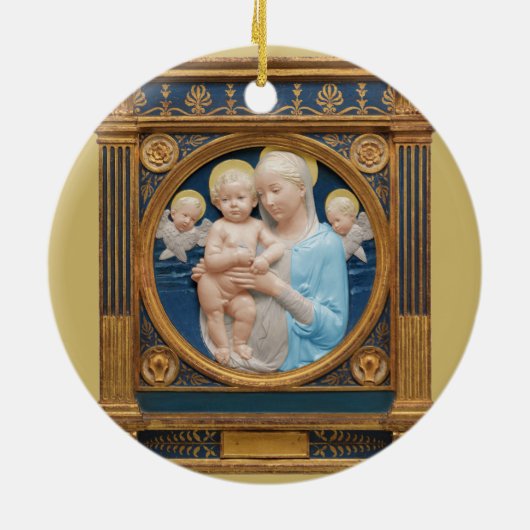 Andrea Della Robbia c1485 Madonna en kind Keramisch Ornament (Achterkant)