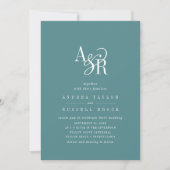 ANDREA Donker Teal QR Code Klassieke Elegante Trou Kaart (Voorkant)