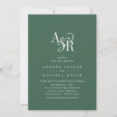 ANDREA Donkergroene QR-code Klassieke Elegante Tro Kaart (Voorkant)