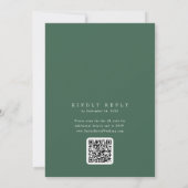 ANDREA Donkergroene QR-code Klassieke Elegante Tro Kaart (Achterkant)