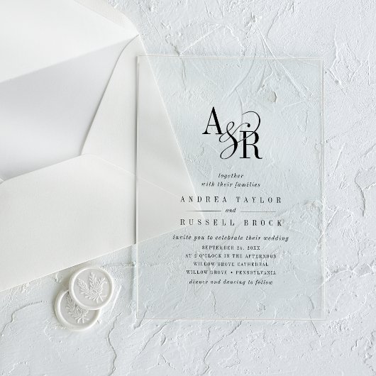 ANDREA eenvoudige moderne minimalistische klassiek Acryl Uitnodigingen