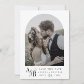 ANDREA eenvoudige moderne minimalistische monogram Save The Date (Voorkant)