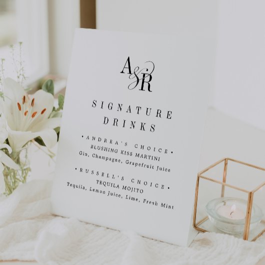 ANDREA Elegant Classic Wedding Signature Drink Reclamebord Met Voetstuk