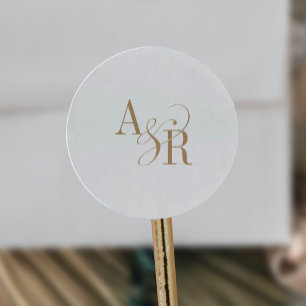 ANDREA Elegant Goud Eenvoudig Formeel Huwelijk Mon Ronde Sticker