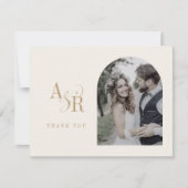 ANDREA Flat Minimal Gold Cream Boho Fotobruiloft Bedankkaart (Voorkant)
