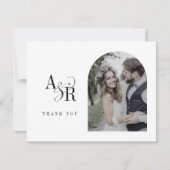 ANDREA Flat White Black Chic Minimal Photo Wedding Bedankkaart (Voorkant)