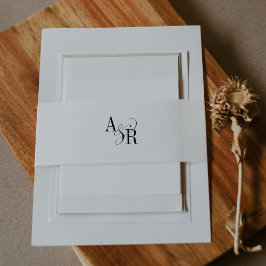 ANDREA Formele Minimaal Wit Zwart Elegant Huwelijk Uitnodigingen Wikkel