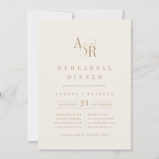 ANDREA Gold Cream Modern Minimaal Repetitie Diner Kaart (Voorkant)