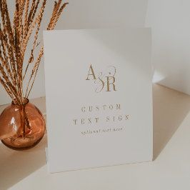 ANDREA Gold Cream Neutral Custom Wedding Reclamebord Met Voetstuk