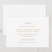 Andrea Gold Elegant Wedding Save The Date (Voorkant / Achterkant)