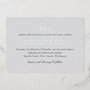 Andrea Gray Elegant Huwelijk Folie Uitnodiging