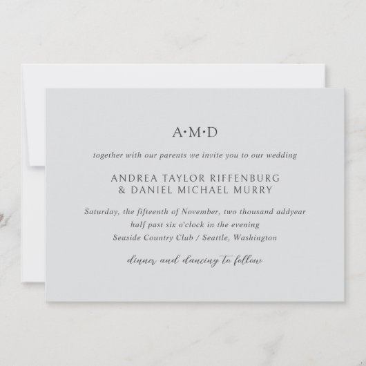 Andrea Gray Elegant Wedding Kaart (Voorkant)